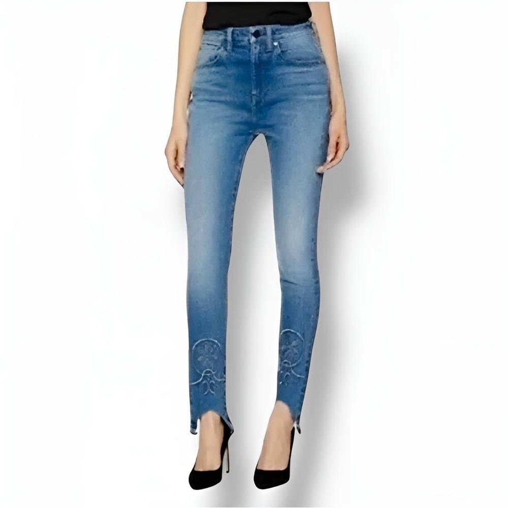 HALE by AG Piper Sculpted High Rise Embroidered Raw Hem Skinny Jeans Boho Style! - Picture 4 of 16
